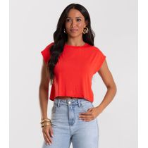 Blusa Básica Feminina Viscotorcion Rovitex Laranja