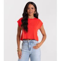 Blusa Básica Feminina Viscotorcion Rovitex Laranja