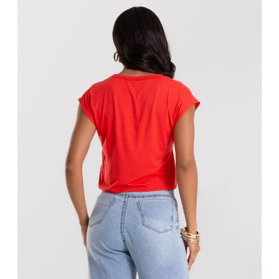 Blusa Básica Feminina Viscotorcion Rovitex Laranja P / Laranja