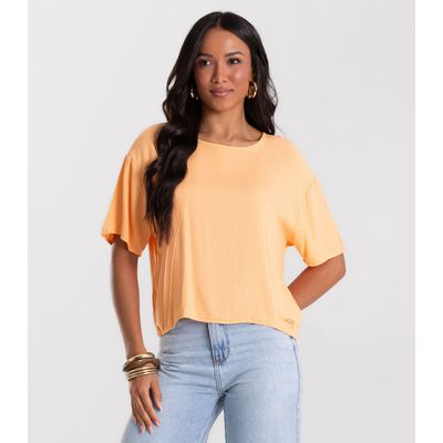 Blusa Feminina Box Em Tecido Viscose Rovitex Laranja P / Laranja