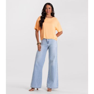 Blusa Feminina Box Em Tecido Viscose Rovitex Laranja M / Laranja