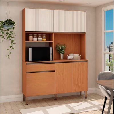 Cozinha Compacta Genialflex Veneza 06 Portas Feijo e Off White