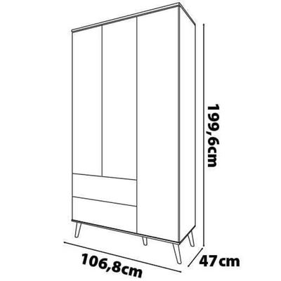 Guarda-Roupa Bartira Ternura com 3 Portas, 2 Gavetas + Cômoda Bartira Ternura com 5 Gavetas e 1 Porta Rosa Wood