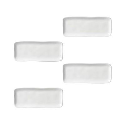 Jogo de 4 Travessas Retangulares 22x9,5cm Stoneware Orgânico New White Porto Brasil Branco