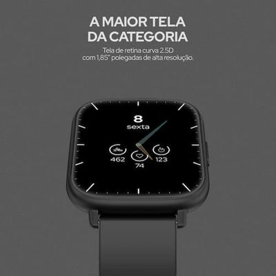 Smartwatch Geonav WB Tela 1,85 45mm 24 Modos Esportivos Fitness Tracker Preto
