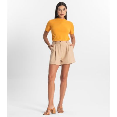 Blusa Feminina Básica em Malha Visco Rovitex Amarelo P / Amarelo