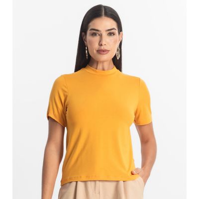Blusa Feminina Básica em Malha Visco Rovitex Amarelo P / Amarelo