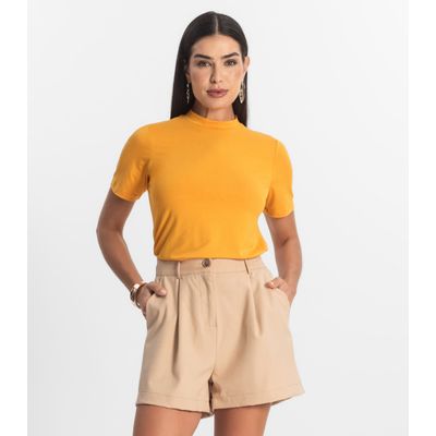 Blusa Feminina Básica em Malha Visco Rovitex Amarelo GG / Amarelo