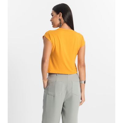 Blusa Básica Feminina Viscotorcion Rovitex Amarelo P / Amarelo