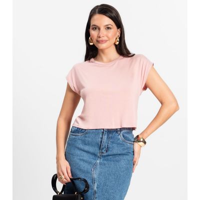 Blusa Básica Feminina Viscotorcion Rovitex Rosa P / Rosa