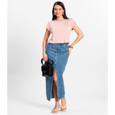 Blusa Básica Feminina Viscotorcion Rovitex Rosa P / Rosa