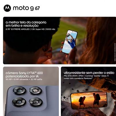Smartphone G67 6.8 256GB 5G Câmera Dupla 50MP Artic Seal Cinza