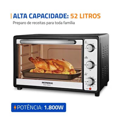 Forno Elétrico Line Grand Family II FRN-52 com 52 Litros Mondial Preto / 110V