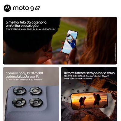 Smartphone G67 6.8 256GB 5G Câmera Dupla 50MP Artic Seal Verde