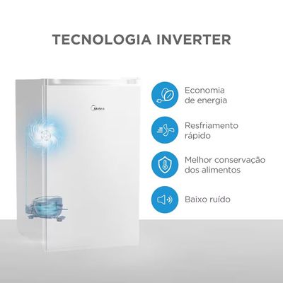 Frigobar 124L MDRD181FGD013 Inverter Prateleiras de Vidro Bivolt Branco Midea Branco / Bivolt