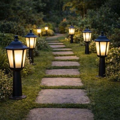 Kit 4 Balizadores para Muro Iluminação Externa Termoplástico Lente Fosca Preto Grega Dital