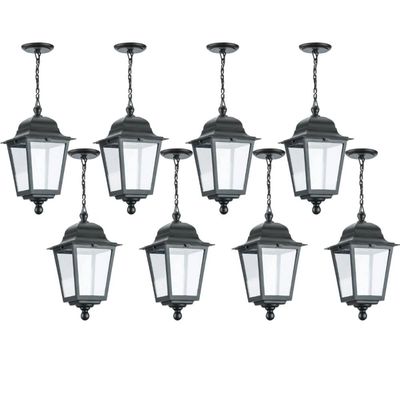 Kit 8 Lustres Pendentes Termoplástico Preto Luminárias de Teto Lente Transparente Soberana Dital