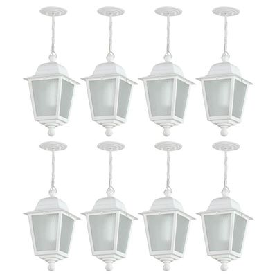 Kit 8 Luminárias Pendentes com Lente Fosca Branco Iluminação Interna Termoplástico E27 Soberana Dital