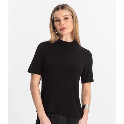 Blusa Feminina Básica em Malha Visco Rovitex Preto G / Preto
