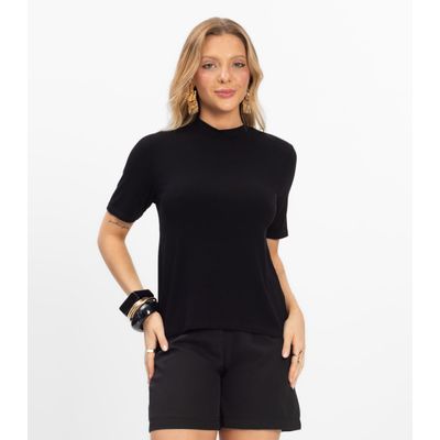Blusa Feminina Básica em Malha Visco Rovitex Preto GG / Preto