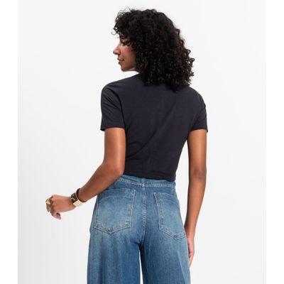 Blusa Básica Feminina Cotton Leve Rovitex Preto M / Preto