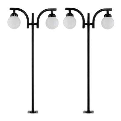 Kit 2 Postes Iluminação 2m SEM Globo Preto Alumínio Bivolt 2 Lâmpadas Dital