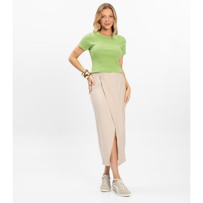 Blusa Cropped Ribana Básica Rovitex Verde G / Verde