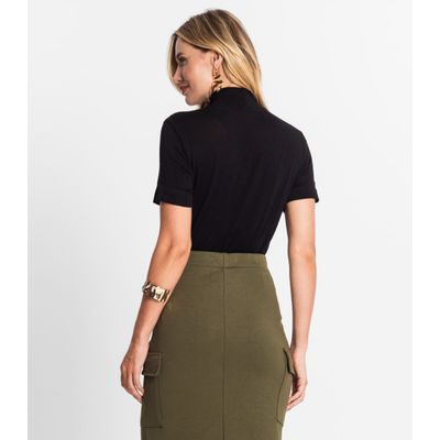 Blusa Feminina Gola Alta ViscoTrico Básica Endless Preto GG / Preto