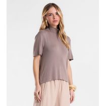 Blusa Feminina Gola Alta ViscoTrico Básica Endless Cinza