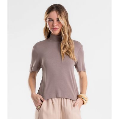 Blusa Feminina Gola Alta ViscoTrico Básica Endless Cinza M / Cinza