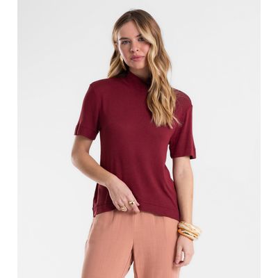 Blusa Feminina Gola Alta ViscoTrico Básica Endless Vermelho M / Vermelho