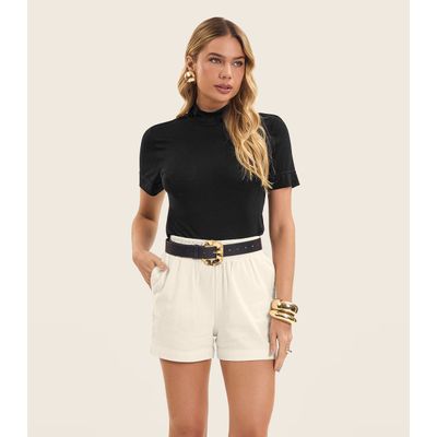 Blusa Feminina Gola Alta ViscoTrico Básica Endless Preto M / Preto