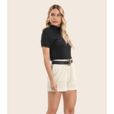 Blusa Feminina Gola Alta ViscoTrico Básica Endless Preto M / Preto