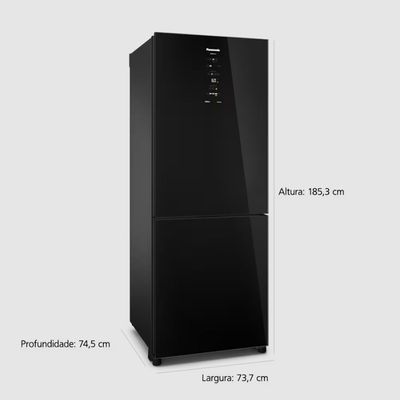Geladeira BB65B Frost Free 467L Inverse Black Glass Panasonic Preto / 220V