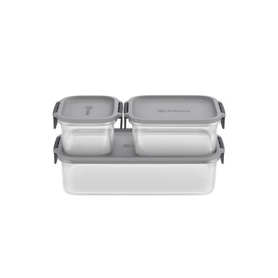 Potes Herméticos de Plástico Electrolux Cinza 3 Unidades Empilháveis Modulares