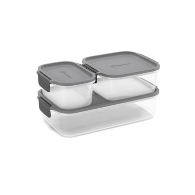 Potes Herméticos de Plástico Electrolux Cinza 3 Unidades Empilháveis Modulares