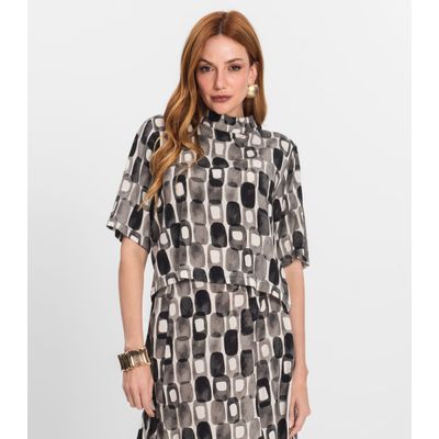 Blusa Feminina Estampada Gola Alta Endless Preto G / Preto
