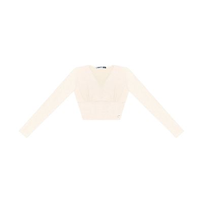 Blusa Cropped Juvenil Manga Longa Minty Bege 18 / Bege