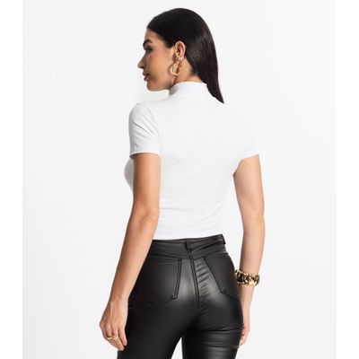 Blusa Feminina Canelada Viscose Manga Curta Select Branco PP / Branco