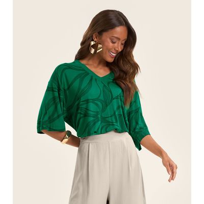 Blusa Feminina em Viscotorcion Rovitex Verde G / Verde