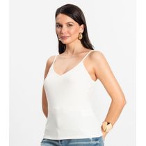 Blusa De Alça Feminina Ribana Canelada Rovitex Bege