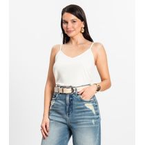 Blusa De Alça Feminina Ribana Canelada Rovitex Bege