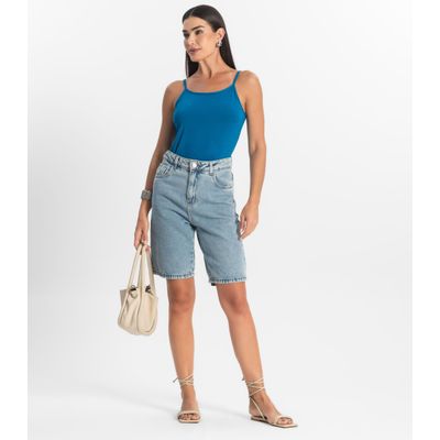 Blusa de Alça Feminina Viscotorcion Básica Rovitex Azul M / Azul