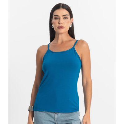 Blusa de Alça Feminina Viscotorcion Básica Rovitex Azul M / Azul