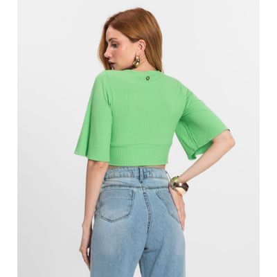 Blusa De Ribana Canelada Feminina Endless Verde G / Verde