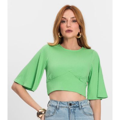 Blusa De Ribana Canelada Feminina Endless Verde G / Verde