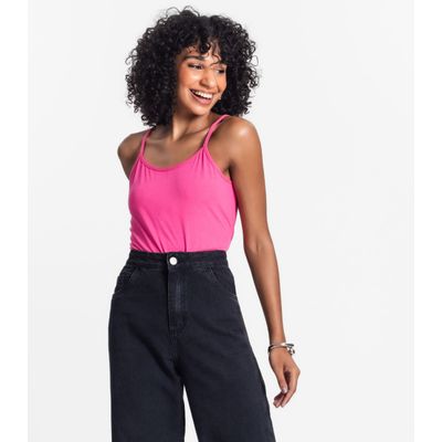 Blusa de Alça Feminina Viscotorcion Básica Rovitex Rosa P / Rosa