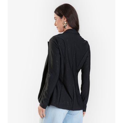 Blazer Feminino Poliamida Brilhos Autenticada Preto GG / Preto