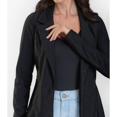 Blazer Feminino Poliamida Brilhos Autenticada Preto GG / Preto