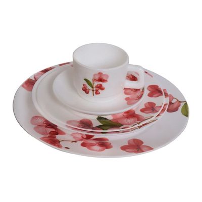 Aparelho de Jantar Opal Serena 20 Peças Hauskraft Vermelho com Branco